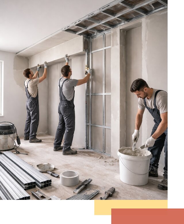 Монтаж потолка из гипсокартона с нишей в Новоуральске