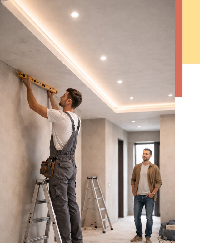 Потолок из гипсокартона с подсветкой в Новоуральске от 766 руб./м2 под ключ | ОТДЕЛОЧНИК-Нву