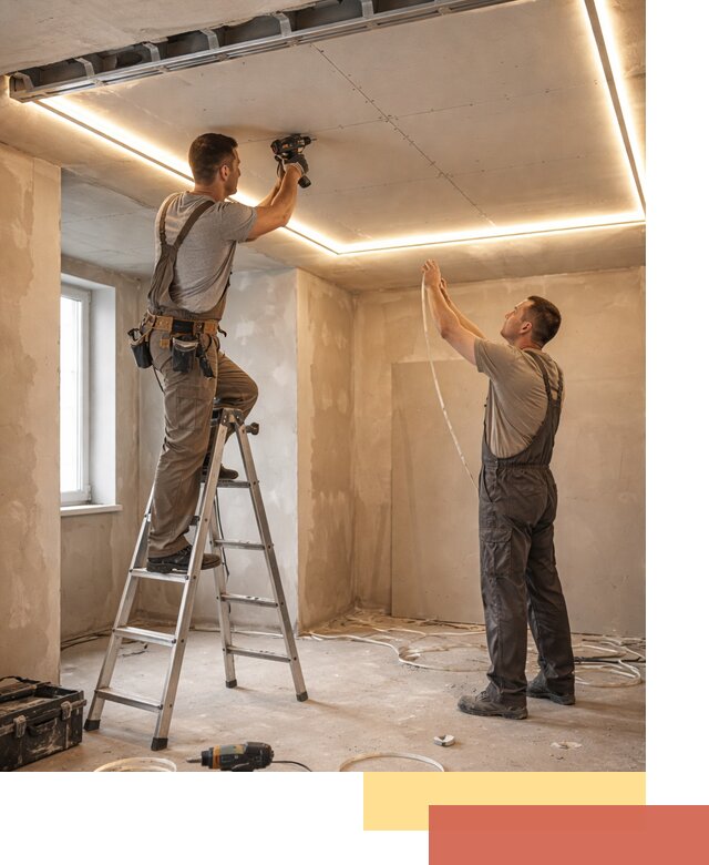 Потолок из гипсокартона с подсветкой в Новоуральске