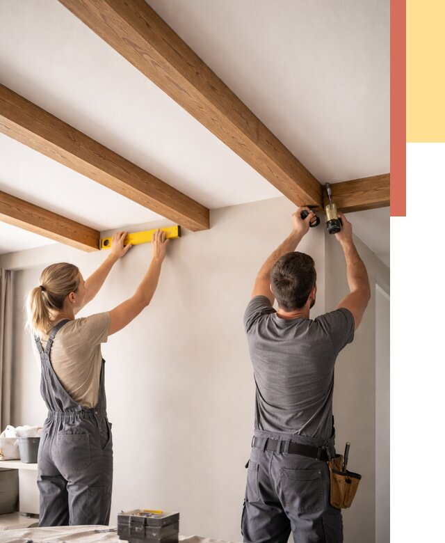 Монтаж декоративных балок на потолок в Новоуральске от 4287 руб. — ОТДЕЛОЧНИК-Нву