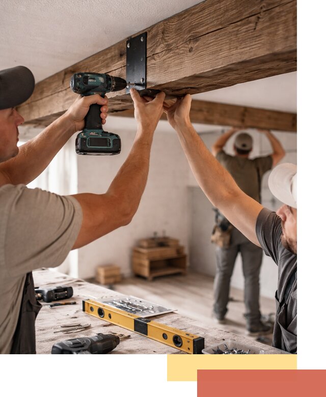 Монтаж декоративных потолочных балок в Новоуральске